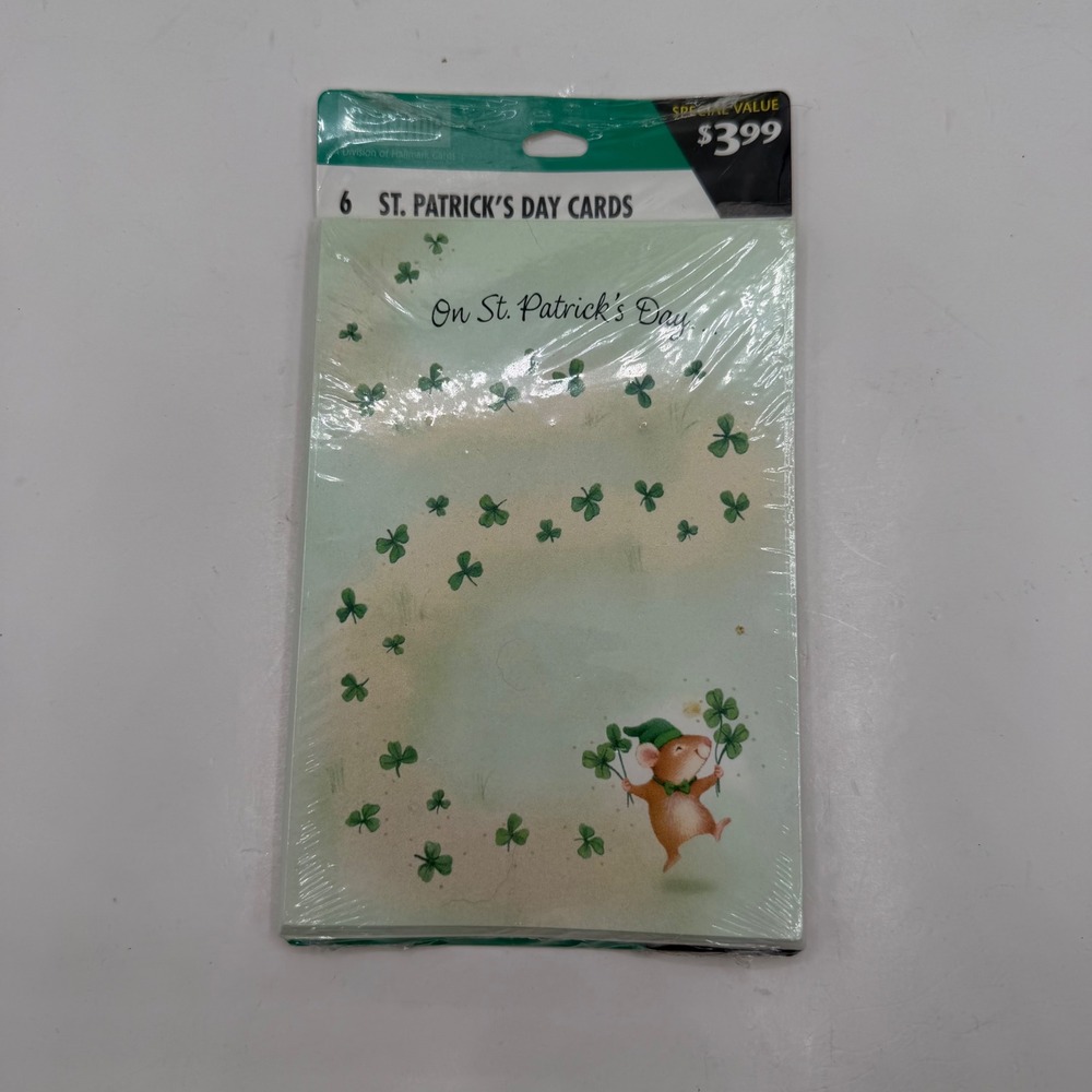 Hallmark Heartline St Patricks Day Cards 6 Mouse Shamrocks Luck of the Irish